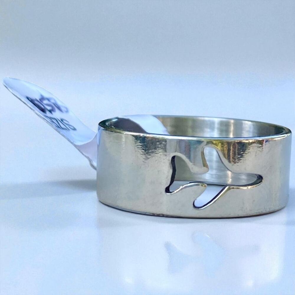 Silver Stainless Steel Plane Cutout Ring